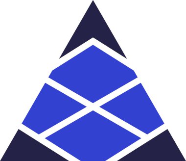 Eşkenar dörtgenler ve üçgenler tarafından oluşturulan iki renkli üçgen simge logosu