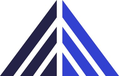 Paralel çizgileri olan ve ikiye bölünmüş logo için iki üçgen simge