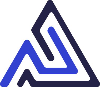 Soyut bir kompozisyona sahip üçgen logo simgesi yuvarlak köşeli bir labirent oluşturuyor