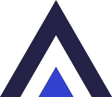 Logo için iki renk üçgen simgesi, içinde ve altında başka bir küçük üçgen var