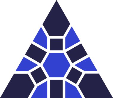 İçinde geometrik mozaik olan logo için iki renk üçgen simgesi