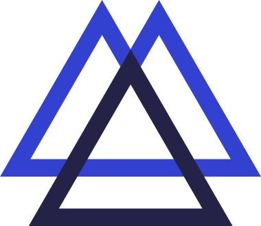 Üç üçgenli iki renkli üçgen simge