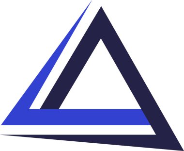 Üçgen logo simgesi, birbirine dolanmış köşeli üçgenlerin soyut bileşimi ve ucu sivri uçlu.