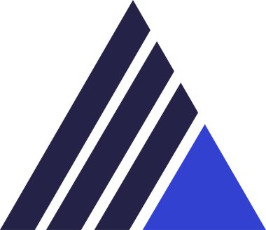 Üç paralel ve çapraz çizgileri ve küçük bir üçgeni olan logo için üçgen simge