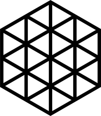 Kalın bir kenar ve geometrik kesitler oluşturan birkaç iç kesişim çizgisi ile işaretlenmiş çokgen şekli.