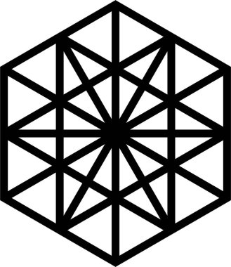 İç yapı içinde tek bir merkezi üçgen içeren kalın bir ana hatla çevrili çokgen.