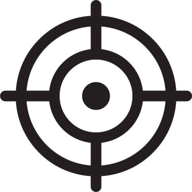 Eş merkezli dairesel halkaları ve merkezi odak noktası olan bir hedefin grafiksel silueti.