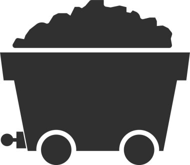 Kömür ya da taş taşıyan bir maden arabasının silüeti madencilik faaliyetlerini gösteriyor..