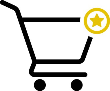 İçinde bir yıldız sembolü bulunan alışveriş arabası simgesi, ekommerdeki özel veya önerilen ürünleri gösterir.