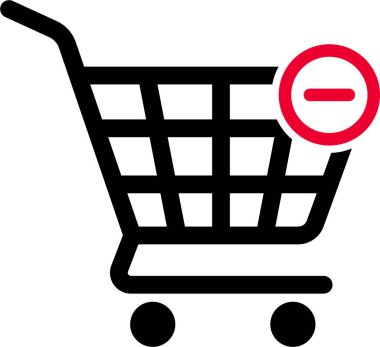 İçinde eksi sembolü olan araba simgesi çevrimiçi alışveriş arabasındaki ürünlerin azaldığını veya kaldırıldığını gösterir.