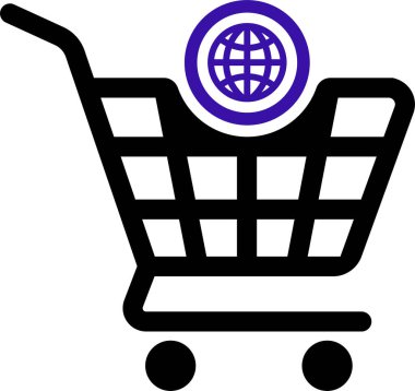 Alışveriş arabası simgesi ve www sembolü çevrimiçi pazar işlemlerini ve web erişimini temsil eden tramvayın üzerine yerleştirilmiş..