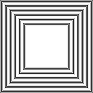 Çerçeve boyunca eşit aralıklarla ve eşit kalınlıkta eşmerkezli sürekli çizgilerin kare çizimi.