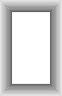 Dikey dikdörtgen çerçeve, içinde daha kalın çizgiler ve sınırda daha ince çizgiler gösteren değişken katı çizgiler..