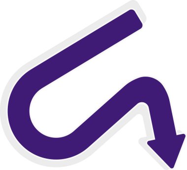 Kavisli grafik çizgisi, yuvarlak köşeli ok şeklinde, kontur ve gölge, yön değiştirerek grafik bileşiminin elementlerini gösterir.