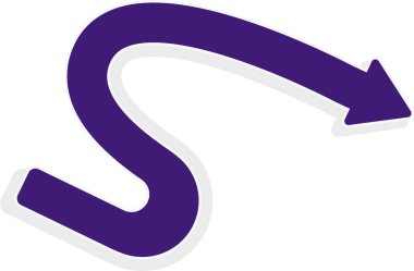 S harfi gibi bir eğrisi olan dalgalı grafik çizgisi, yuvarlak, ana hatlı ve gölgeli ok göstergesi şeklinde, tasarım bilgisini yönlendirmek için