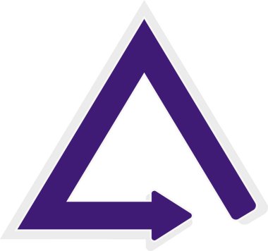 Eğimli grafik yolu, yuvarlak köşeleri, belirgin kenarı ve gölge etkisi olan üçgen şekilli yolu olan stilize bir yön simgesi şeklinde.