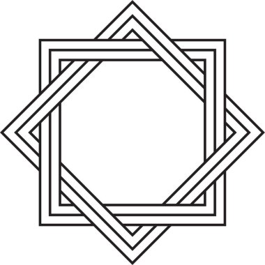 Dairesel çizginin içinde merkezlenmiş kare bir logo içeriyor..