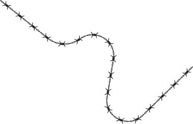 Soyut, serbest ve bükülmüş metal uzunluğu boyunca eşit aralıklı dikenli dikenli teller..