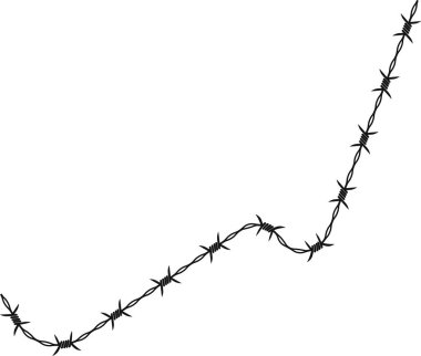 Dikenli tel, bükülmüş metal tel boyunca eşit aralıklı dikenli dikenlerle soyut zikzak şeklinde dizilmiş..