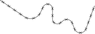 Dikenli tel, düz olmayan açıları ve sürekli dikenleri olan çarpık bir zigzag yaratıyor..