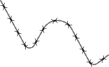 Dikenli tel, keskin açılı ve enerjik akışlı dinamik bir zikzak deseni oluşturuyor..