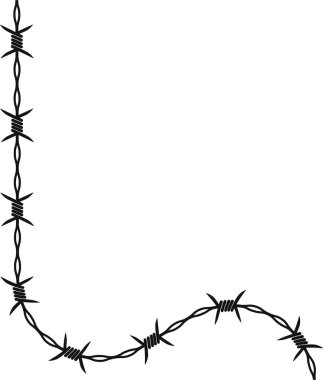 Sivri dikenli teller, keskin dikenli dikenleri olan dengesiz, tahmin edilemez bir yolu takip ediyor..