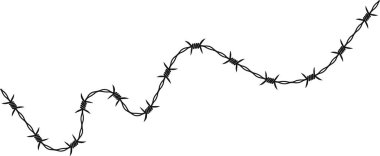 Dikenli tel parçalanmış zigzag deseni oluşturuyor. Düz olmayan boşluklar ve keskin dikenler var..