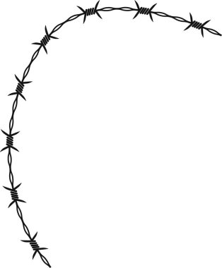 Zarif kıvrımları ve dikenleri olan düz, sürekli kıvrımlı yollarda dizilmiş dikenli teller..