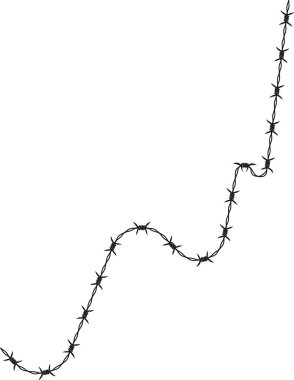 Sivri uçlu sivri uçlu sivri uçlu, düz olmayan tepelerde dizilmiş dikenli tel..