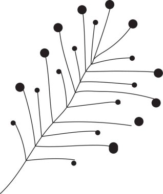 Kökler boyunca yayılmış meyvelerle iç içe geçmiş yapraklı dalların organik temsili.