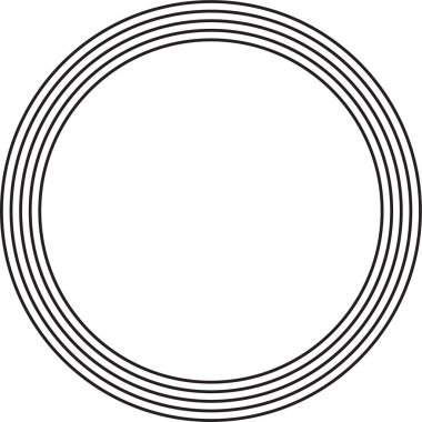 Beş eşit aralıklı paralel halka tarafından oluşturulan dairesel şekil konsantre olarak sıralanmış..