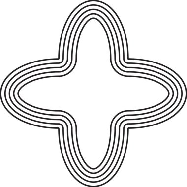 Her noktada beş eşmerkezli paralel doğruyla özetlenmiş dört noktalı yıldız..