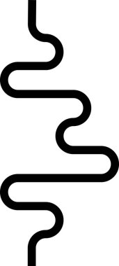 Kalın kıvrımlı ve dalgalı çizgi yuvarlak şekilli yollar oluşturuyor, asimetrik labirent ve kare desenler içeriyor.