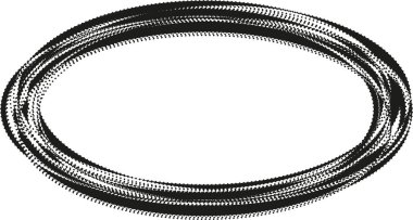 Oval çizim şekli noktalı el çizimi yollar oluşturarak döngü çevresi oluşturur