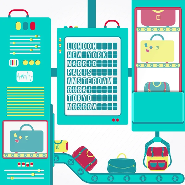 Carrousel à bagages avec planche de départ — Image vectorielle