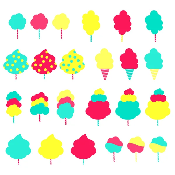 Ensemble de cotons de bonbons colorés — Image vectorielle