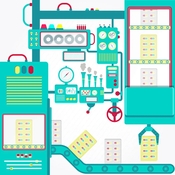 Industrie pharmaceutique colorée — Image vectorielle