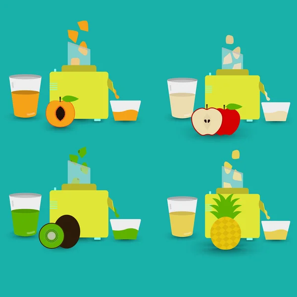 Cuatro jugos naturales — Vector de stock