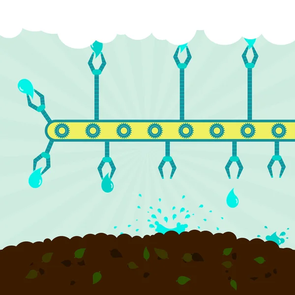 Machine d'irrigation des terres agricoles — Image vectorielle
