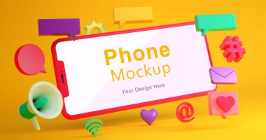 Telefon modeli ve sosyal simgenin 3D canlandırması