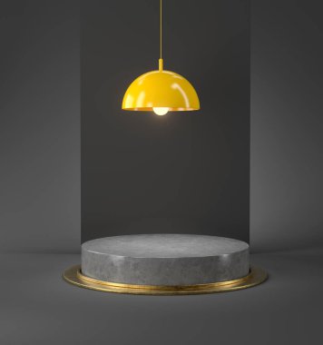 Podyumun 3d görüntülenmesi ve soyut geometrik