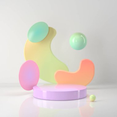 Podyumun 3d görüntülenmesi ve soyut geometrik