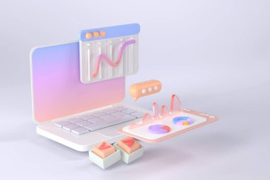 Dizüstü bilgisayarın 3d görüntülemesi ve bilgi grafiği