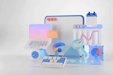 Dizüstü bilgisayarın 3d görüntülemesi ve bilgi grafiği
