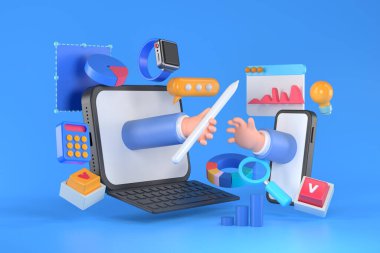 Tablet ve bilgi dosyasının 3d görüntülenmesi