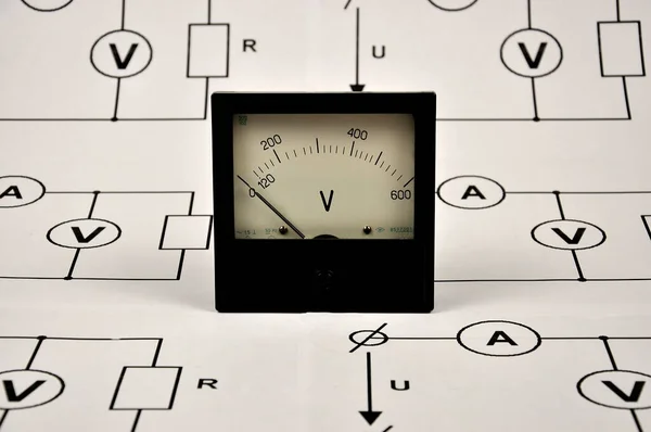 Electrical Diagrams Black Voltmeter — Stockfoto