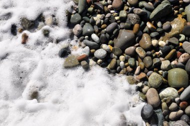 Sahilde dalgalar kopuyor. Arkaplan resmi.