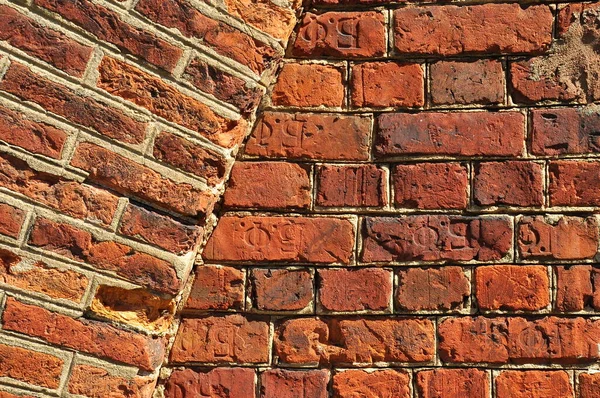 Fragment Brick Wall Made Red Bricks Background Image — Stock Photo, Image