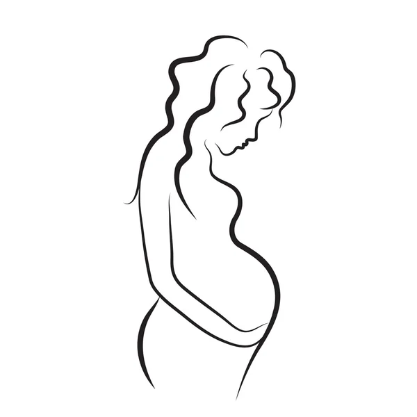 Pregnant woman silhouette, isolated vector symbol — Stock Vector