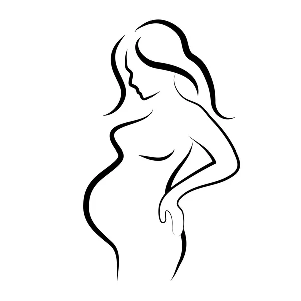 Silhouette de femme enceinte, symbole vectoriel isolé — Image vectorielle